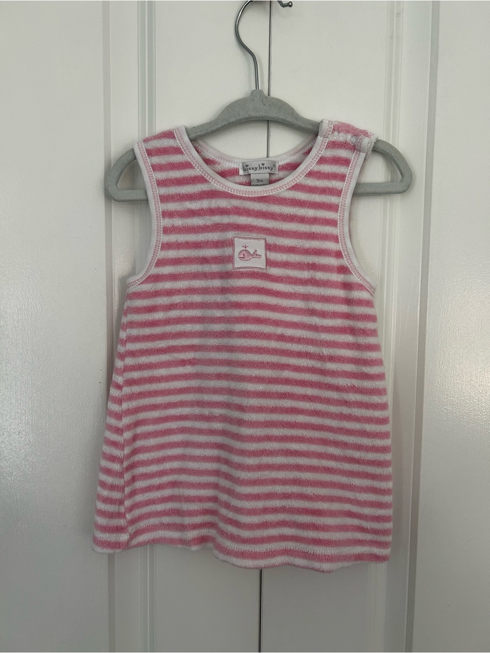 Kissy Kissy baby girl 9 months terry cloth beach cover up dress pink white